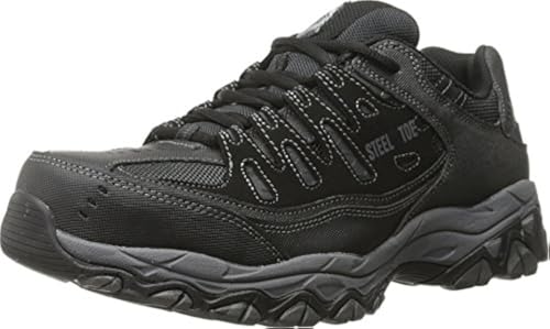Skechers Men's Cankton Steel Toe Construction Shoe – Electrical Hazard Rated, Memory Foam, Black/Charcoal, 12