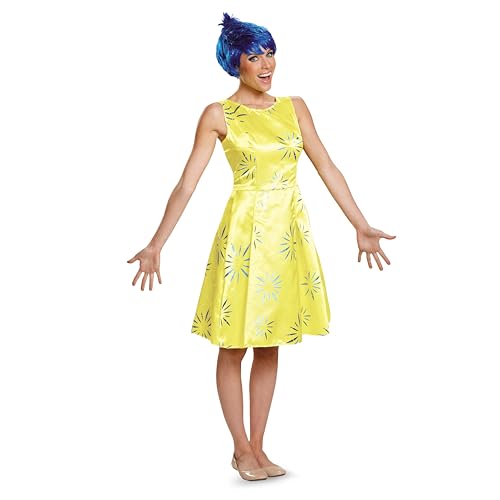 Inside Out Joy Costume, Official Disney Pixar Inside Out Joy Costume Dress, Adult Size (8-10)