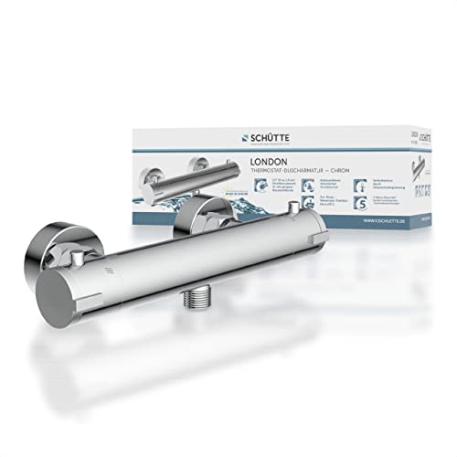 (-32%) SCHÜTTE 52465 LONDON Thermostat Duscharmatur, Brausethermostat Brausearmatur, Mischbatterie mit Verbrühschutz bei 38℃, Duschthermostat, Armatur für Dusche in Chrom