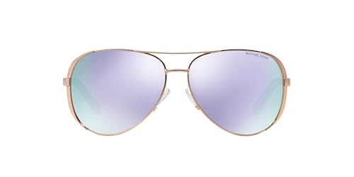 Michael Kors Women's MK5004 Chelsea Aviator Sunglasses, Rose Gold/Purple Mirrored, 59 mm
