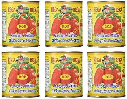 REGA San Marzano DOP whole peeled tomatoes, 28 oz × 6 cans