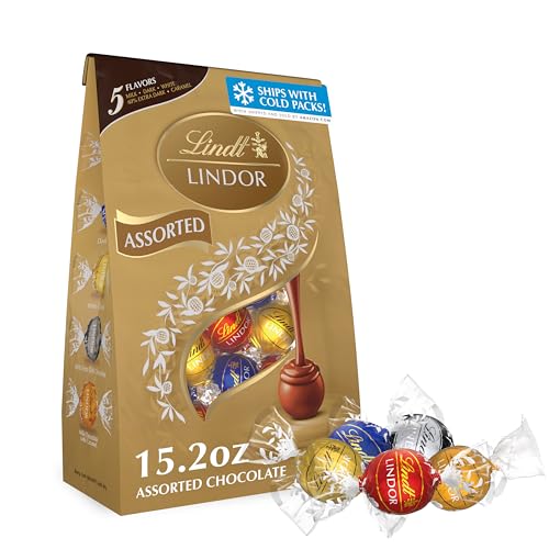 Lindt LINDOR Assorted Chocolate Candy Truffles, Halloween Candy Variety Pack, 15.2 oz. Bag