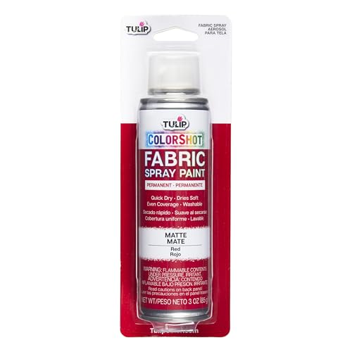 Tulip ColorShot Instant Fabric Spray Paint, Permanent Color Spray-On Fabric Paint, 3oz, Red
