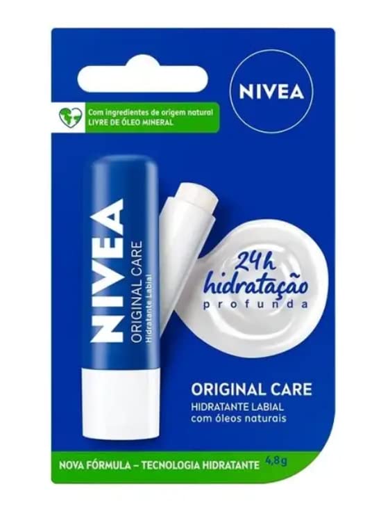 Hidratante Labial NIVEA Original Care, Manteiga de Karité | Hidratação Intensa 24h, Protege contra Ressecamento, Cuidado...