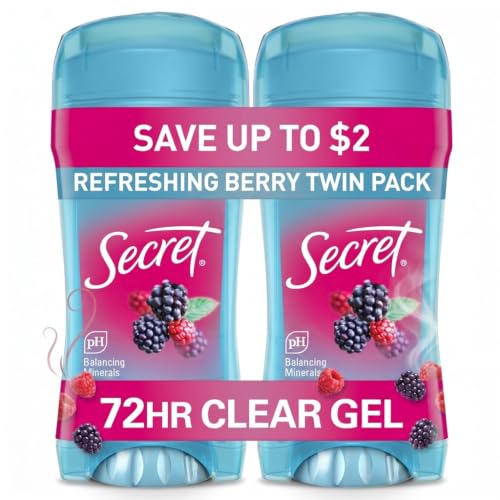 Secret Fresh Clear Gel Antiperspirant and Deodorant for Women, Berry, 2.6 oz each, Pack of 2