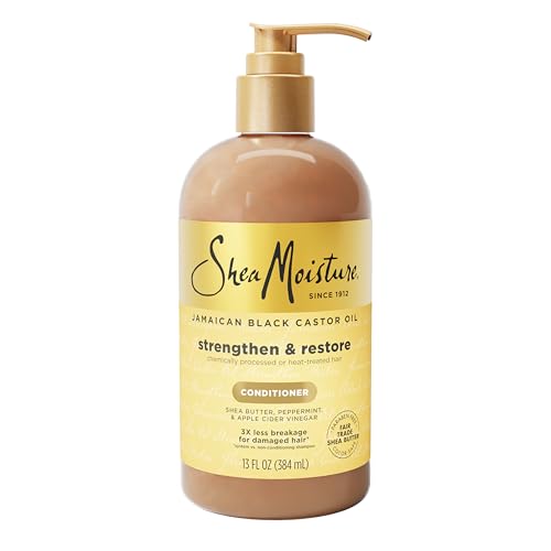 SheaMoisture Conditioner 100% Pure Jamaican Black Castor Oil to Intensely Smooth and Nourish Hair with Shea Butter, Peppermint and Apple Cider Vinegar 13 oz