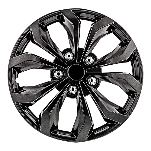 Pilot Automotive WH555-15GM-B 15 Inch Spyder Gunmetal Grey Hubcap Wheel Covers For Cars - Set Of 4 - Fits Most Cars