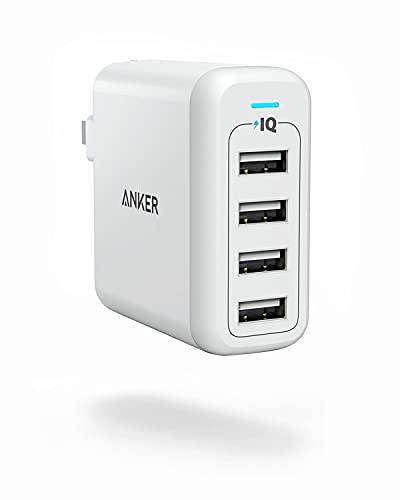 Anker Charger, 40W 4-Port USB Phone Charger with Foldable Plug, PowerPort 4 for iPhone 14/Pro/Pro Max/13/12, iPad Pro/Air/Mini, Galaxy S23/S22/S21, Note 20 Ultra, LG, Nexus, HTC, and More