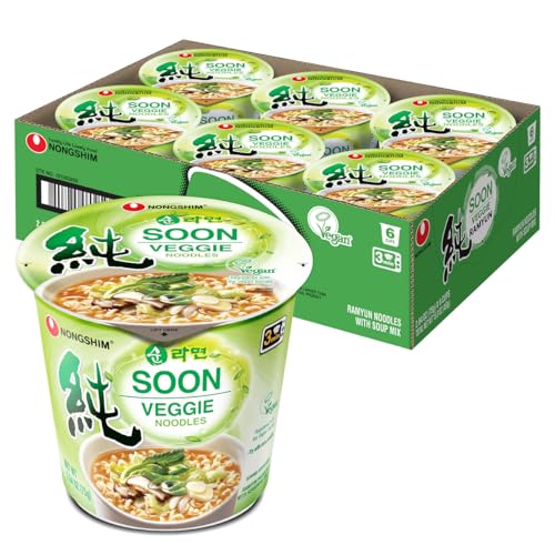 Nongshim Soon Cup Noodle Soup, Veggie, 2.6 Ounce (Pack of 6)