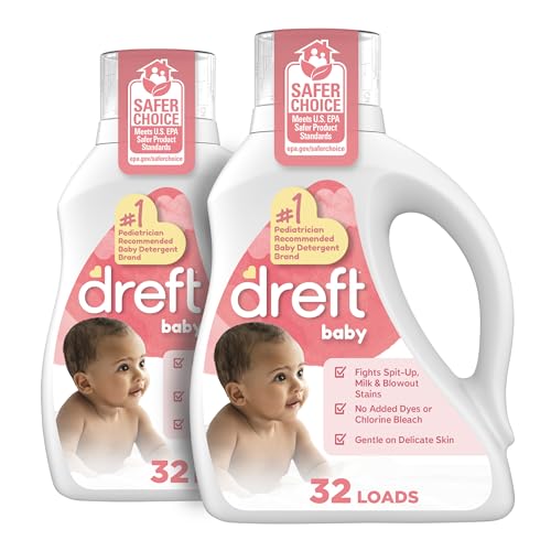 Dreft Newborn Baby Liquid Laundry Detergent 2-Pack 32 Loads Each
