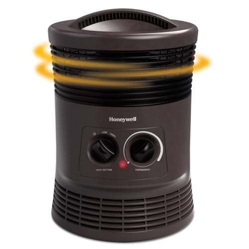 Honeywell HHF360V 360 Degree Surround Fan Forced Heater with Surround Heat Output Charcoal Grey Energy Efficient Portable Heater with Adjustable Thermostat & 2 Heat Settings, Small
