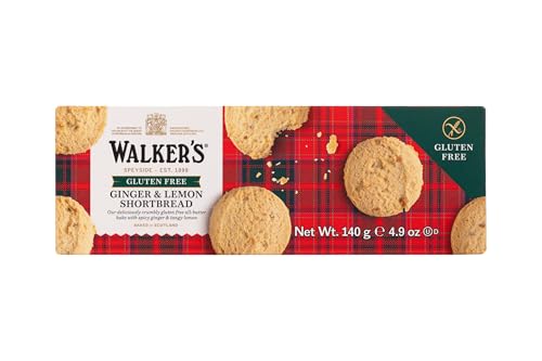 Walker's Shortbread Gluten Free Ginger & Lemon Rounds – Pure Butter Scottish Recipe, 140 g