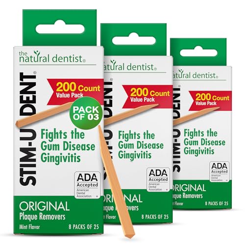 The Natural Dentist Stim-U-Dent Plaque Removers 24 Packs of 25 Picks/Pack (600 Picks) - Mint Flavor