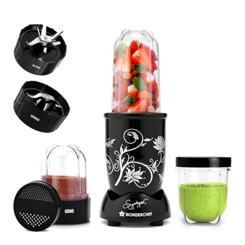 Wonderchef Nutri-blend 500W Mixer Grinder, 22000 RPM Motor, Smoothie Maker, Masala Grinder, Chutney Blender, 3 Unbreakable Jars, Recipe Book by Chef S