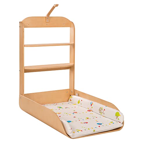 (-34%) roba Wandwickeltisch natur - Klappbares Wickelregal aus gebogenem Holz gebogen + Wickelunterlage Waldhochzeit - einfache Wandmontage - Auflage mit Tier Motiv, 1 Stück (1er Pack)