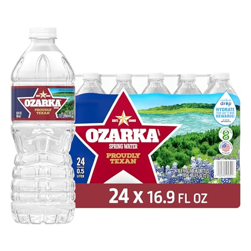 Ozarka Texas Spring Water Bottles, 24 Pack - Still Drinking Water with Naturally Balanced Minerals for a Crisp Clean Taste - 16.9 Fl Oz Bottle