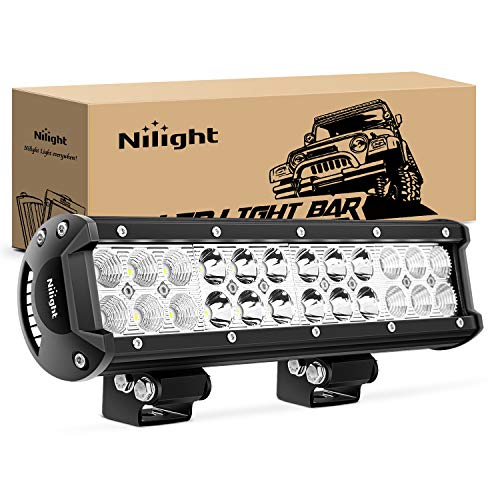 Nilight - NI06A-72W 12Inch 72W Spot Flood Combo Led Light Bar Off Road Lights Boat Lights Fog Light Driving Lights LED Work Light for Trucks, 2 Years Warranty, White