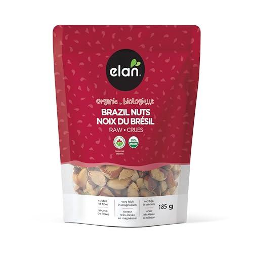 Elan Organic Raw Brazil Nuts, 6.5 oz, Whole Nuts, No Shell, Non-GMO, Vegan, Gluten-Free, Kosher, Healthy Snacks