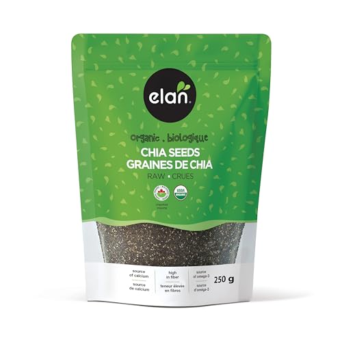 Elan Organic Chia Seeds, 8.8 oz, Natural Raw Black Chia Seeds, Plant-Based, Non-GMO, Vegan, Gluten-Free, Kosher, Gels Easily, Superfood