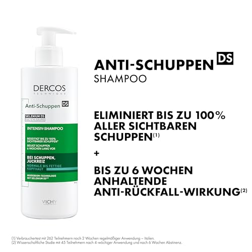 Vichy Champú Anticaspa, Cabellos Grasos, Elimina la Caspa y Reduce los Picores, Cuero Cabelludo Limpio y Sano, Doble Eficacia, Unisex, Dercos Technique, 390 ml