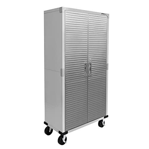 Seville Classics UltraHD Solid Steel Rolling Lockable Metal Storage Cabinet Locker Organizer, w/Adjustable Shelves for Garage, Warehouse, Office, Classroom, Granite, 36" W x 18" D x 72" H