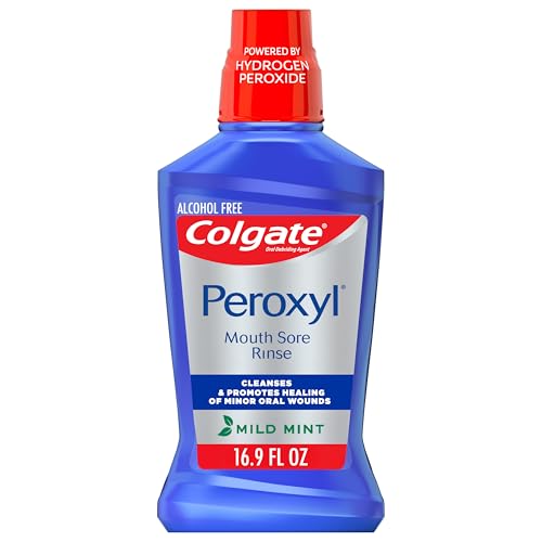 Colgate Peroxyl Antiseptic Mouthwash and Mouth Sore Rinse, 1.5% Hydrogen Peroxide, Mild Mint - 500ml, 16.9 Fluid Ounces