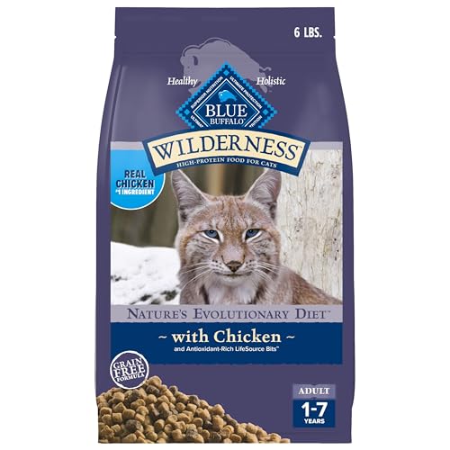 Blue Buffalo Wilderness Nature's Evolutionary Diet High-Protein, Grain-Free Natural Dry Food for Adult Cats, Chicken, 6-lb. Bag