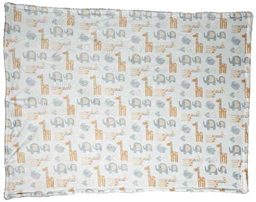 Luvable Friends Unisex Baby Plush Blanket with Sherpa Back, Neutral Safari, One Size
