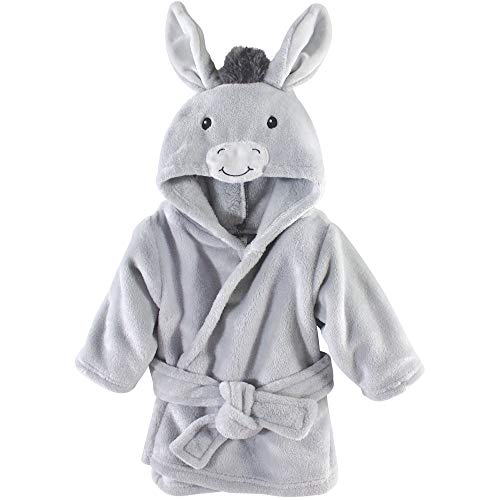Hudson Baby Unisex Baby Plush Animal Face Bathrobe, Donkey, 0-9 Months