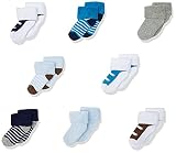 Luvable Friends baby boys Newborn and Terry Socks, Blue Brown, 0-6 Months US
