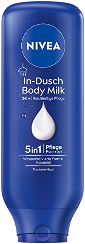 (-27%) NIVEA In-Dusch Body Milk (400 ml), Körpercreme mit Mandel-Öl und wasseraktivierter 5in1 Pflege Formel, feuchtigkeitsspendende Body Lotion für die Dusche