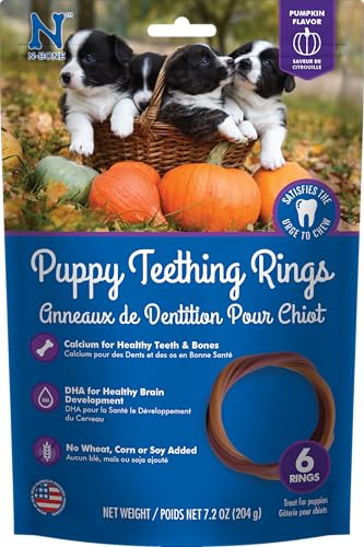 N-Bone Puppy Teething Ring Pumpkin Flavor 7.2 Oz/(6 Pack)