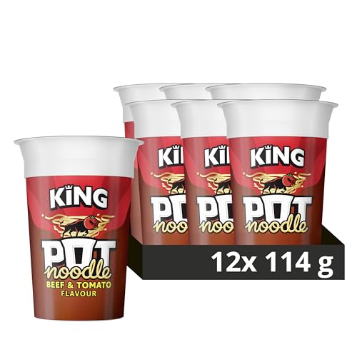 Pot Noodle Beef & Tomato King Pot Noodle Instant Vegetarian Snack quick-to-make noodles Instant Noodle 12x 114 g