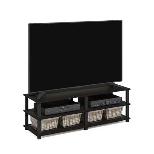 Furinno TURN-S-TUBE TV Stand, 3-Tier No Tools Entertainment Center, TV Console for TV up to 46 Inch, for Living Room, Be