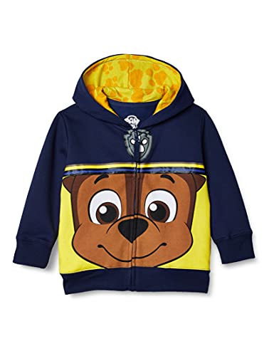 Paw Patrol boys Paw Patrol Character Big Face Zip-up movie and tv fan hoodies, Chase Navy, 4T US
