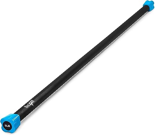 Yes4All Total Body Workout Weighted Pilates Bar, Body Bar For Exercise, Therapy, Aerobics, and Yoga, Strength Training, 5lbs
