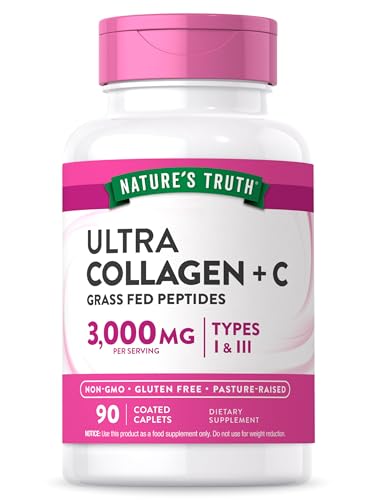 Nature's Truth Collagen Peptides | 90 Caplets | Type 1 and 3 with Vitamin C | Grass Fed, Non-GMO & Gluten Free Supplement