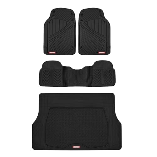 Motor Trend FlexTough Performance All Weather Rubber Car Floor Mats Full Set