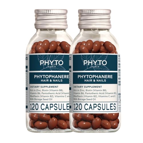 PHYTO Phytophanère 100% Natural Hair Loss Thinning Dietary Supplement, 4-Month Supply,Capsule, 120 Count (Pack of 2)