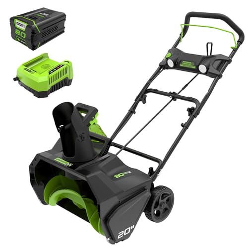 Greenworks 80V (75+ Compatible Tools) 20” Brushless Cordless Snow Blower, 2.0Ah Battery and Charger Included