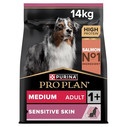 🔥 STARKER PREIS (-30%) Pro Plan Medium Adult Sensitive Skin, Hundefutter trocken, reich an Lachs, 1er Pack (1 x 14 kg)