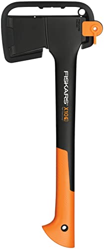 🔥 STARKER PREIS (-15%) Fiskars Universalaxt, Inklusive Klingen- und Transportschutz, Länge 44 cm, Antihaftbeschichtet, Hochwertige Stahl-Klinge/Glasfaserverstärkter Kunststoff-Stiel, Schwarz/Orange, X10-S, 1015619