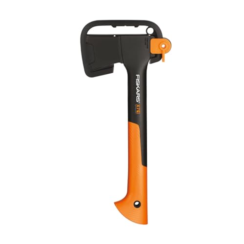 🔥 STARKER PREIS (-15%) Fiskars Universalaxt, Inklusive Klingen- und Transportschutz, Länge: 35,5 cm, Antihaftbeschichtet, Hochwertiger Stahl-Klinge/Glasfaserverstärkter Kunststoff-Stiel, Schwarz/Orange, X7-XS, 1015618