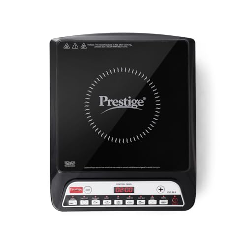 PIC 20 1600 Watts Induction Cooktop | 4KV Surge Protection | 8 Preset Indian Menu Options & Timer | Soft Touch Button | Easy to Clean | Portable | Bla