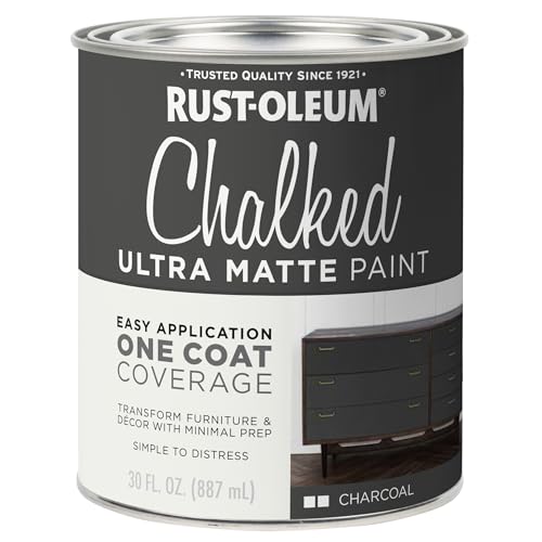 Rust-Oleum Charcoal Chalked All-in-One Ultra Matte Paint | One Coat Coverage | No Primer, Sanding, Or Topcoat Needed | Easy Clean Up | Made in USA | 30 OZ