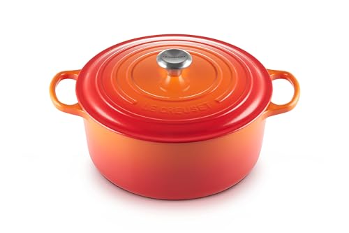 Le Creuset Signature Gusseisen-Bräter mit Deckel, Ø 30 cm, Rund, Für alle Herdarten und Induktion geeignet, Volumen: 8.1 l, 7,165 kg, Ofenrot, 2117730