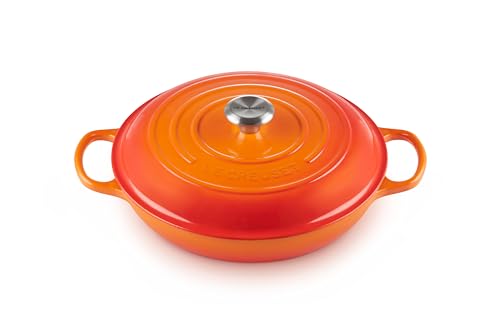 Le Creuset Signature Gusseisen Gourmet-Profitopf, Rund, Ø 30 cm, 3,5 l, Für alle Herdarten inkl. Induktion geeignet, 5,555 kg, Ofenrot, 21180300902430