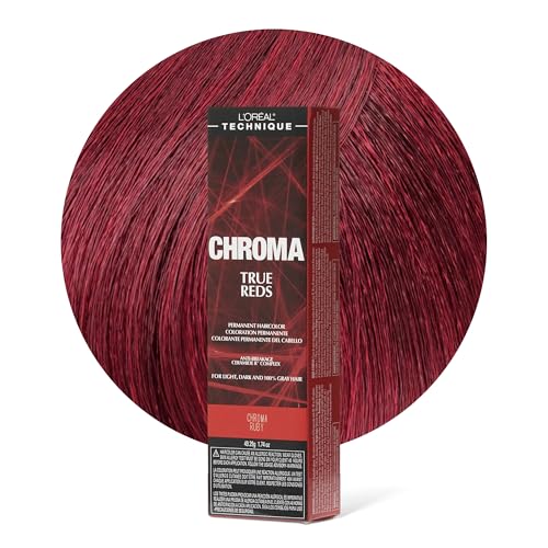 L'OREAL TECHNIQUE Chroma True Reds Permanent Hair Color - Red Dye For Long-Lasting Color, For Light, Dark and Gray Hair, Ruby