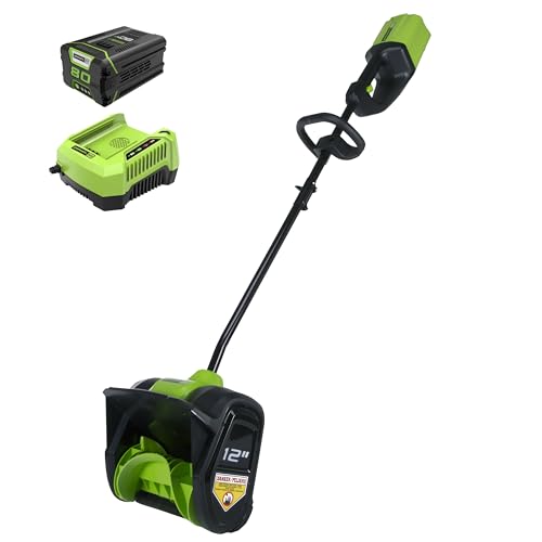 Greenworks 80V (75+ Compatible Tools) 12” Brushless Cordless Snow Shovel, 2.0Ah Battery and Charger Included