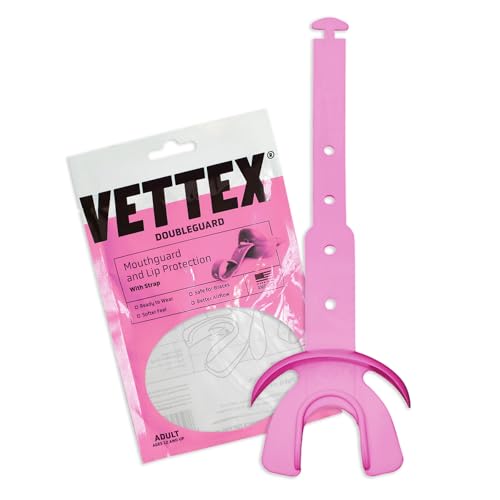 Markwort Vettex Doubleguard Mouthguard for Football, Lacrosse, MMA, Boxing, Braces - Breathable Doubleguard with Lip Protection and Strap, Pink